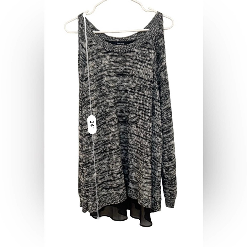 Torrid Marled Pullover Cold Shoulder Split Back S… - image 7